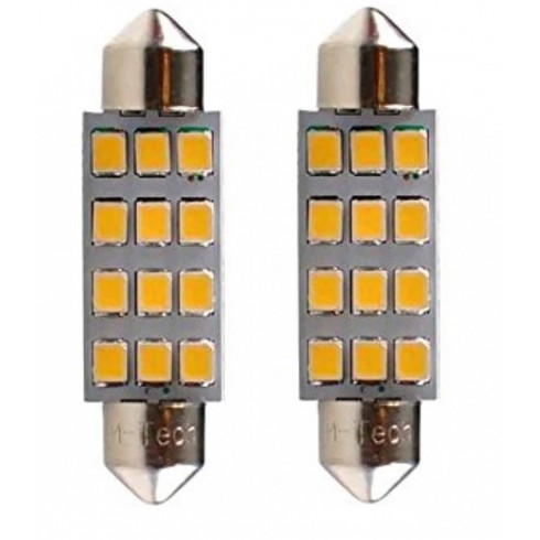 ΛΑΜΠΑ LED ΣΩΛΗΝΩΤΗ 41mm ΛΕΥΚΗ, 12 SMD - 6000K, ΣΕΤ