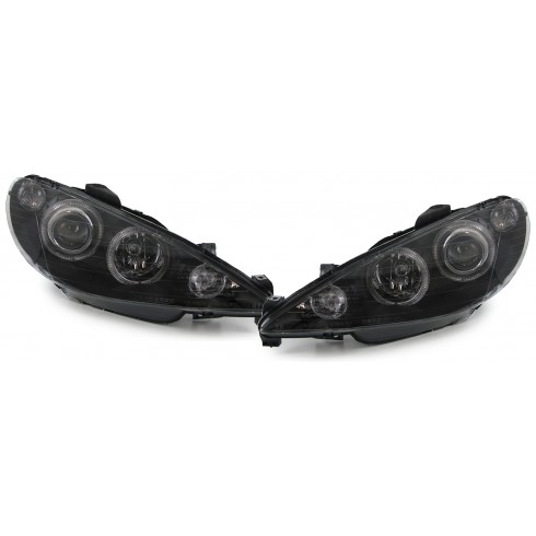 PEUGEOT 206 '98-KAI META, ΕΜΠΡΟΣ ΦΑΝΑΡΙΑ ANGEL EYES - ΜΑΥΡΑ PEUGEOT 206 '98-KAI META, ΕΜΠΡΟΣ ΦΑΝΑΡΙΑ ANGEL EYES - ΜΑΥΡΑ