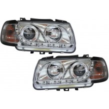 VW POLO 6N '94-'99 LED DRL LOOK ΕΜΠΡΟΣ ΦΑΝΑΡΙΑ ΧΡΩΜΙΟ, ΣΕΤ