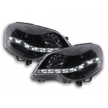 VW POLO 9N3 '05-'09 ΕΜΠΡΟΣ ΦΑΝΑΡΙΑ LED DAYLIGHT,ΜΑΥΡΑ, ΣΕΤ